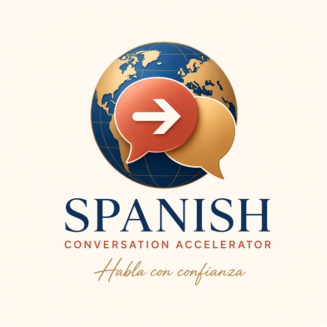 S&iacute; Habla Academy &ndash; Spanish Conversation Accelerator logo: a globe with two speech bubbles. Habla con confianza.